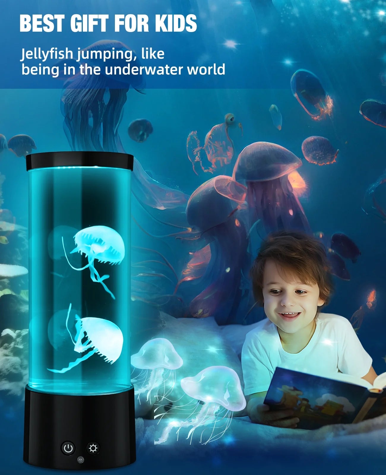 Jellyfish Lamp,  Jellyfish Aquarium Lamp with 17 Light Effects - Table Lamp Night Light Mood Light with Remote, Jelly Fish Tank Aquarium for Living Room, Christmas Birthday Gifts for Kids