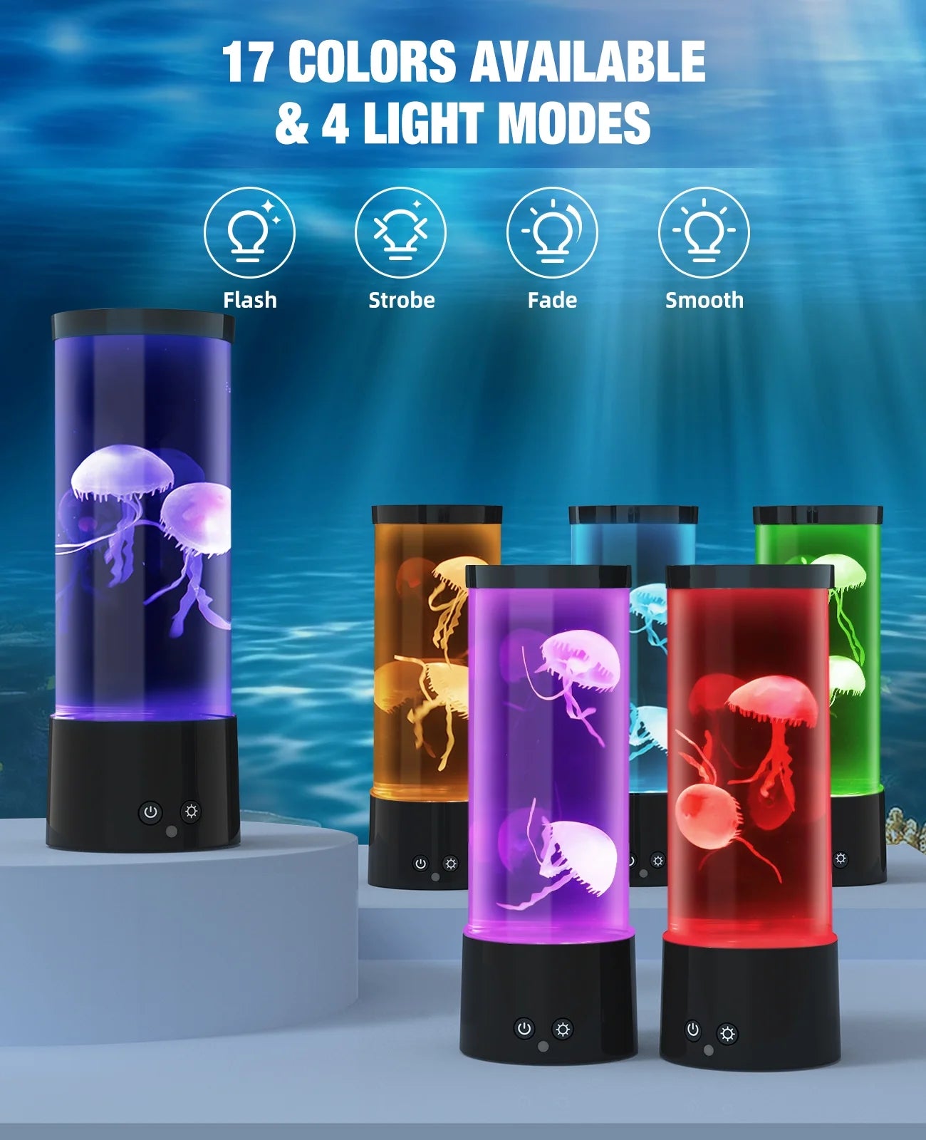 Jellyfish Lamp,  Jellyfish Aquarium Lamp with 17 Light Effects - Table Lamp Night Light Mood Light with Remote, Jelly Fish Tank Aquarium for Living Room, Christmas Birthday Gifts for Kids