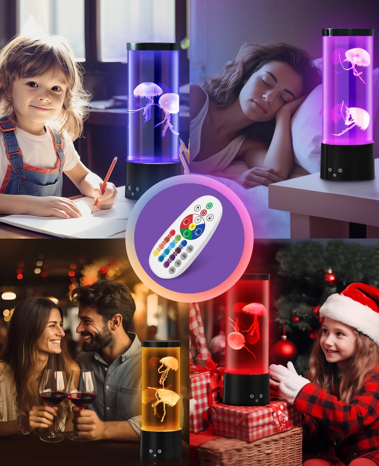 Jellyfish Lamp,  Jellyfish Aquarium Lamp with 17 Light Effects - Table Lamp Night Light Mood Light with Remote, Jelly Fish Tank Aquarium for Living Room, Christmas Birthday Gifts for Kids